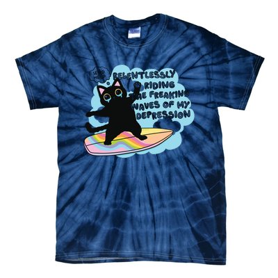 Depressed Black Cat Tie-Dye T-Shirt