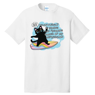 Depressed Black Cat Tall T-Shirt