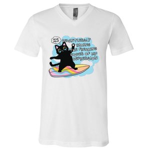 Depressed Black Cat V-Neck T-Shirt