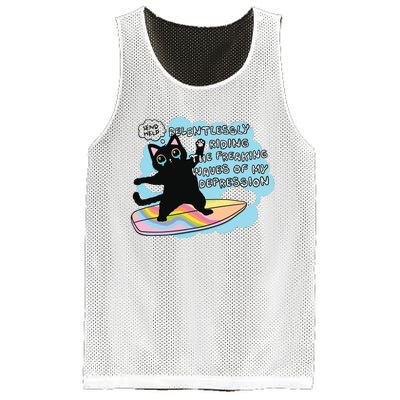 Depressed Black Cat Mesh Reversible Basketball Jersey Tank