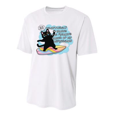 Depressed Black Cat Performance Sprint T-Shirt