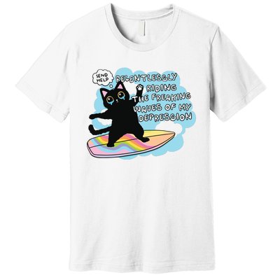 Depressed Black Cat Premium T-Shirt