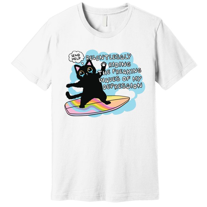 Depressed Black Cat Premium T-Shirt