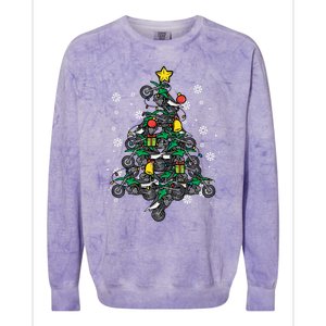 Dirt Bikes Christmas Tree Xmas Pajamas Pjs Motocross Boy Great Gift Colorblast Crewneck Sweatshirt