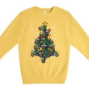 Dirt Bikes Christmas Tree Xmas Pajamas Pjs Motocross Boy Great Gift Premium Crewneck Sweatshirt