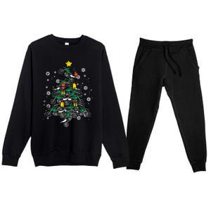 Dirt Bikes Christmas Tree Xmas Pajamas Pjs Motocross Boy Great Gift Premium Crewneck Sweatsuit Set