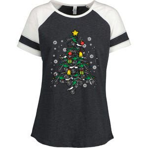 Dirt Bikes Christmas Tree Xmas Pajamas Pjs Motocross Boy Great Gift Enza Ladies Jersey Colorblock Tee