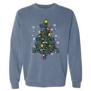 Dirt Bikes Christmas Tree Xmas Pajamas Pjs Motocross Boy Great Gift Garment-Dyed Sweatshirt