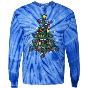 Dirt Bikes Christmas Tree Xmas Pajamas Pjs Motocross Boy Great Gift Tie-Dye Long Sleeve Shirt