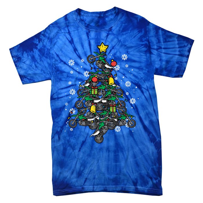 Dirt Bikes Christmas Tree Xmas Pajamas Pjs Motocross Boy Great Gift Tie-Dye T-Shirt