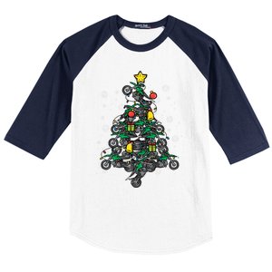 Dirt Bikes Christmas Tree Xmas Pajamas Pjs Motocross Boy Great Gift Baseball Sleeve Shirt