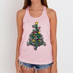 Dirt Bikes Christmas Tree Xmas Pajamas Pjs Motocross Boy Great Gift Women's Knotted Racerback Tank