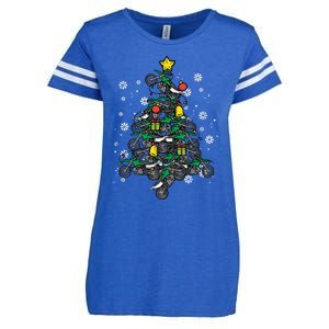 Dirt Bikes Christmas Tree Xmas Pajamas Pjs Motocross Boy Great Gift Enza Ladies Jersey Football T-Shirt