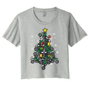 Dirt Bikes Christmas Tree Xmas Pajamas Pjs Motocross Boy Great Gift Women's Crop Top Tee