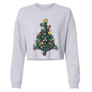 Dirt Bikes Christmas Tree Xmas Pajamas Pjs Motocross Boy Great Gift Cropped Pullover Crew