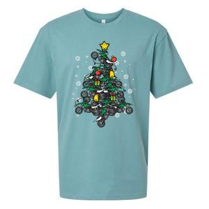 Dirt Bikes Christmas Tree Xmas Pajamas Pjs Motocross Boy Great Gift Sueded Cloud Jersey T-Shirt