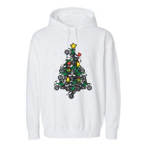 Dirt Bikes Christmas Tree Xmas Pajamas Pjs Motocross Boy Great Gift Garment-Dyed Fleece Hoodie