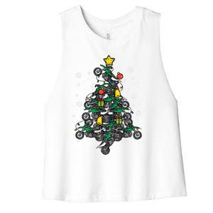 Dirt Bikes Christmas Tree Xmas Pajamas Pjs Motocross Boy Great Gift Women's Racerback Cropped Tank