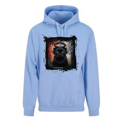 Dj Black Cat Graphic Feline Music Fun Style Unisex Surf Hoodie