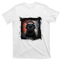 Dj Black Cat Graphic Feline Music Fun Style T-Shirt