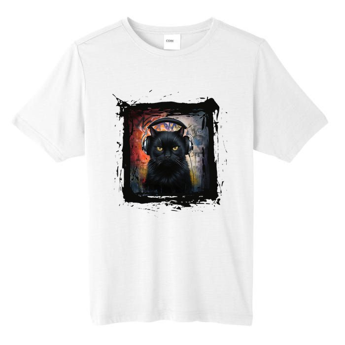 Dj Black Cat Graphic Feline Music Fun Style Tall Fusion ChromaSoft Performance T-Shirt