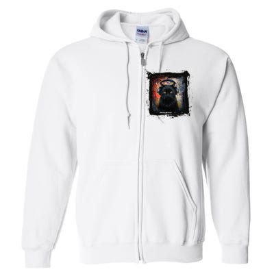 Dj Black Cat Graphic Feline Music Fun Style Full Zip Hoodie