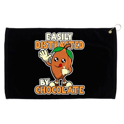 Distracted By Chocolate Cocoa Chocolate Bar Gift Grommeted Golf Towel