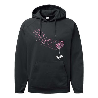 Dandelion Breast Cancer Awareness Pink Ribbon Support Gift Performance Fleece Hoodie