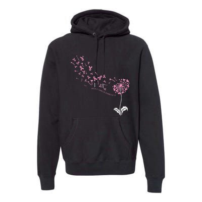 Dandelion Breast Cancer Awareness Pink Ribbon Support Gift Premium Hoodie