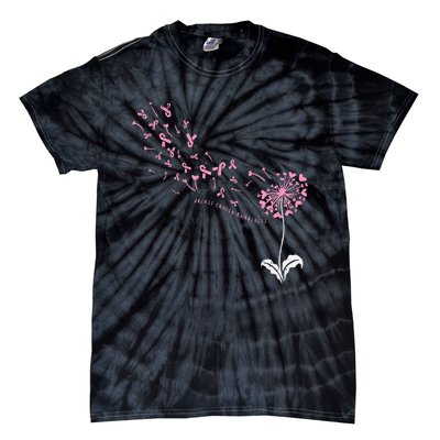 Dandelion Breast Cancer Awareness Pink Ribbon Support Gift Tie-Dye T-Shirt