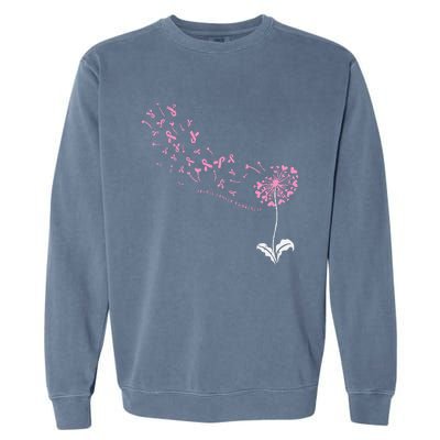 Dandelion Breast Cancer Awareness Pink Ribbon Support Gift Garment-Dyed Sweatshirt