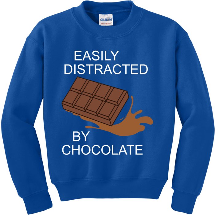 Distracted By Chocolate Delicious Chocolate Lover Funny Gift Kids Sweatshirt