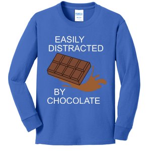 Distracted By Chocolate Delicious Chocolate Lover Funny Gift Kids Long Sleeve Shirt