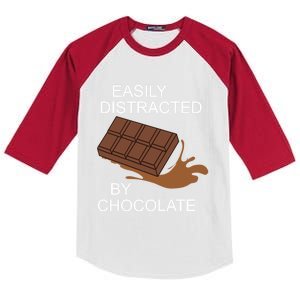 Distracted By Chocolate Delicious Chocolate Lover Funny Gift Kids Colorblock Raglan Jersey