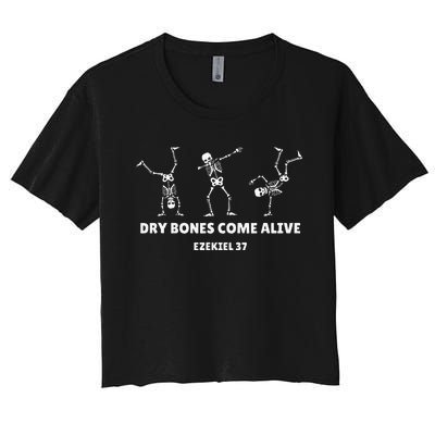 Dry Bones Come Alive Halloween Christian Dancing Skeleton Women's Crop Top Tee