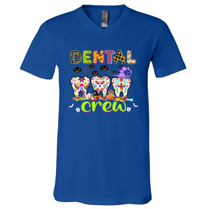 Dental Boo Crew Halloween Funny Dentist Assistant Gift V-Neck T-Shirt