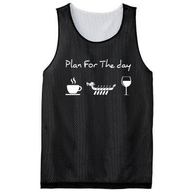 Dragon Boat Coffee Wine Plan For The Day Funny Mesh Reversible Basketball Jersey Tank