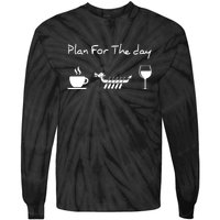 Dragon Boat Coffee Wine Plan For The Day Funny Tie-Dye Long Sleeve Shirt