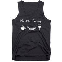 Dragon Boat Coffee Wine Plan For The Day Funny Tank Top