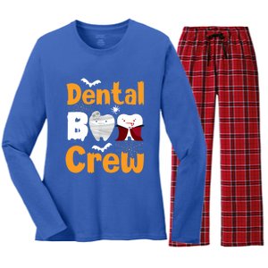 Dental Boo Crew Halloween Funny Dentist Assistant Gift Women's Long Sleeve Flannel Pajama Set 