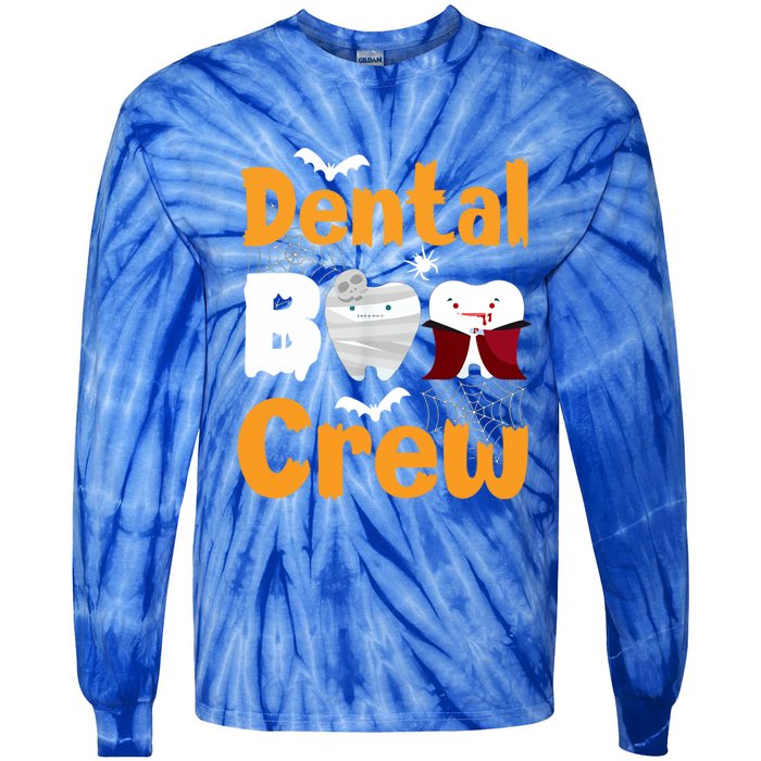 Dental Boo Crew Halloween Funny Dentist Assistant Gift Tie-Dye Long Sleeve Shirt