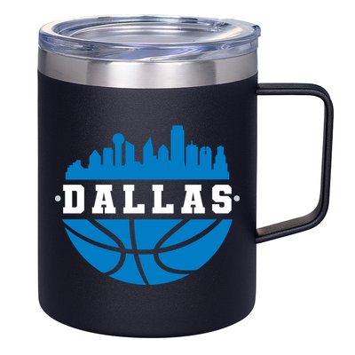 Dallas Basketball City Skyline 12oz Stainless Steel Coffee Mug