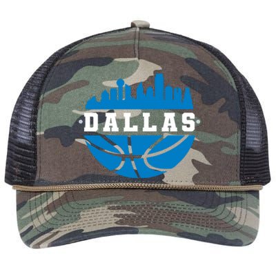 Dallas Basketball City Skyline Retro Rope Trucker Hat Cap