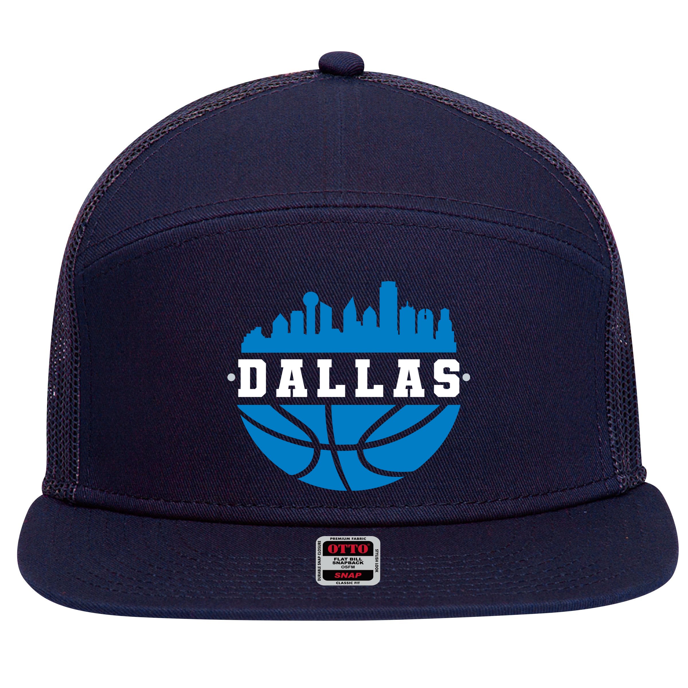 Dallas Basketball City Skyline 7 Panel Mesh Trucker Snapback Hat