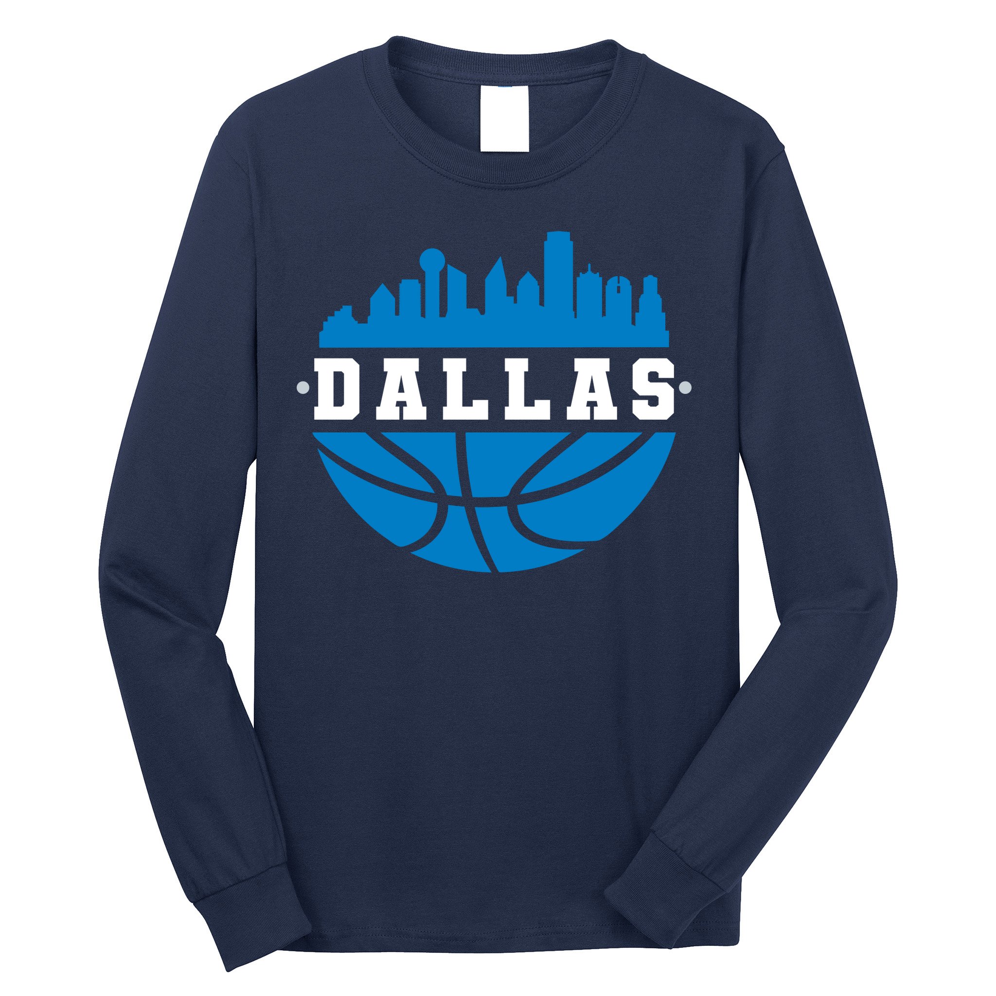 Dallas Basketball City Skyline Long Sleeve Shirt
