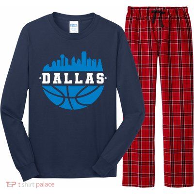 Dallas Basketball City Skyline Long Sleeve Pajama Set