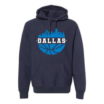 Dallas Basketball City Skyline Premium Hoodie