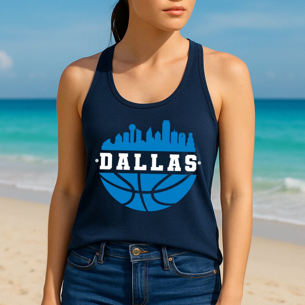 Dallas Basketball City Skyline Womens Tank Top