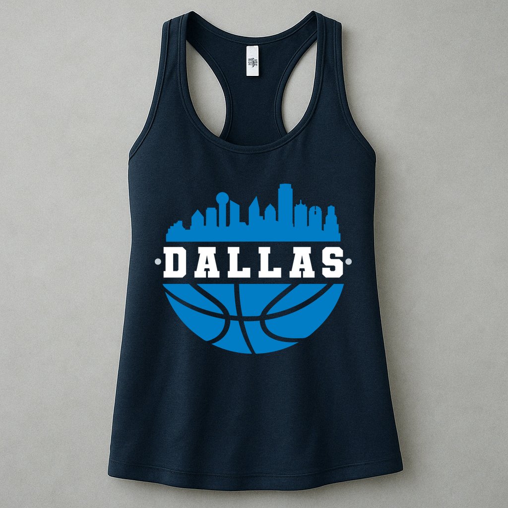 Dallas Basketball City Skyline Womens Tank Top