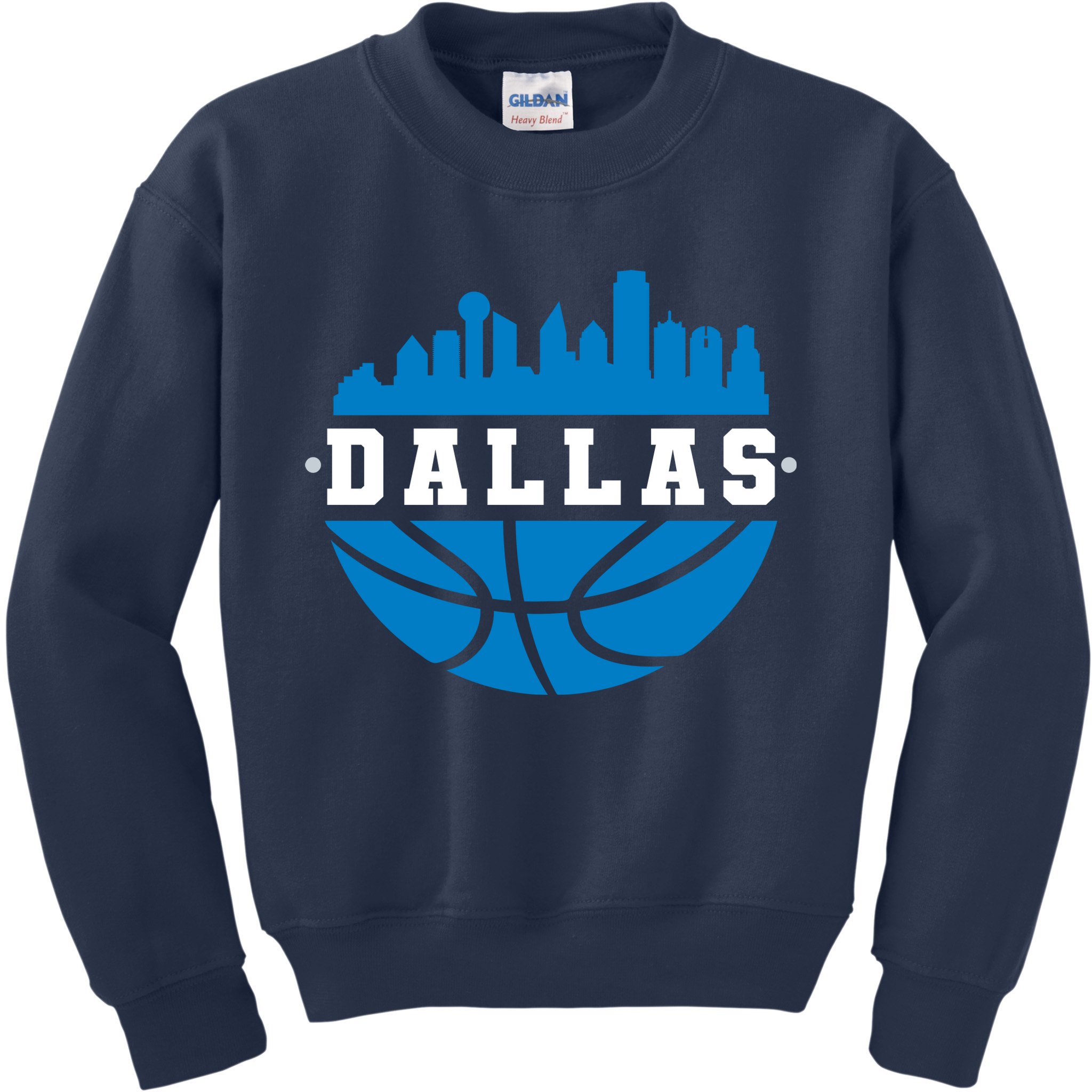 Dallas Basketball City Skyline Kids Sweatshirt